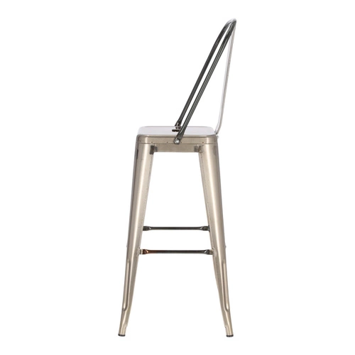 Hoker Paris Back 75 cm metalowy industrialny z oparciem do kuchni i wyspy szary D2.DESIGN
