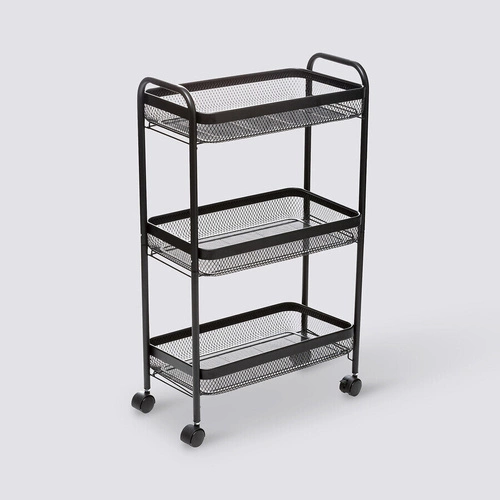 Mayaj metalowy wózek kuchenny na kółkach pojemny czarny prostokątny do kuchni 5five