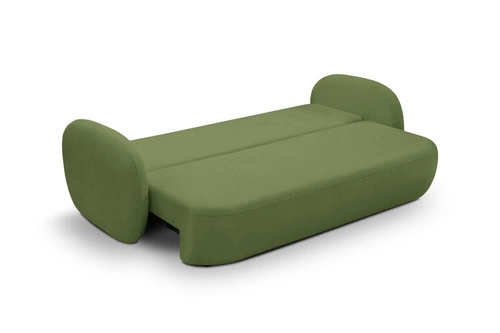 Sofa rozkładana Salby 3 osobowa z funkcją spania i pojemnikiem zielona do salonu