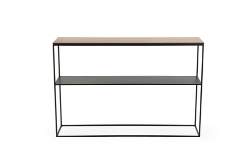 Konsola STAM 280 nowoczesna wąska konsola do przedpokoju i salonu dąb fornir metal półka