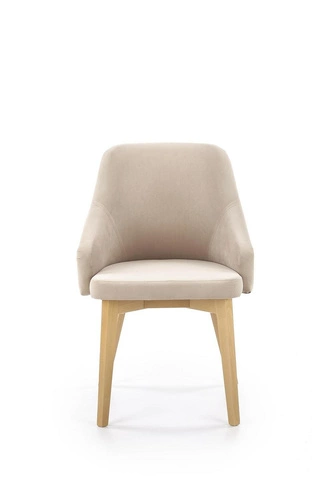 Krzesło tapicerowane welurowe Alain Intesi do jadalni i salonu beżowe z podłokietnikami