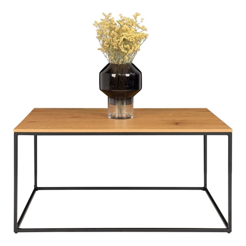 Stolik kawowy Vita prostokątny loftowy do salonu 90x60 cm drewniany z czarnymi nogami Intesi