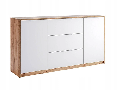 Komoda Tissa 160 cm biała z szufladami dąb nowoczesna do salonu Intesi