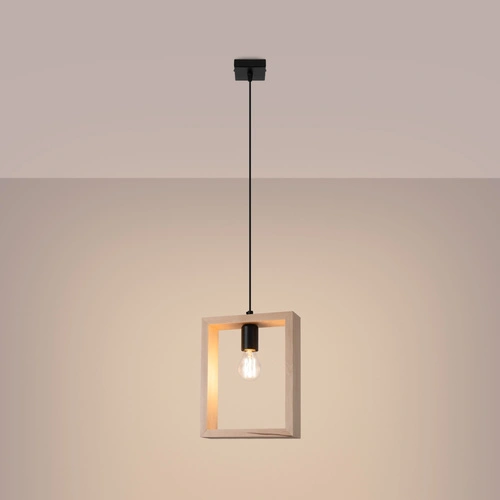 Lampa wisząca ARIES skandynawska drewniana regulowana do salonu i jadalni 24 cm