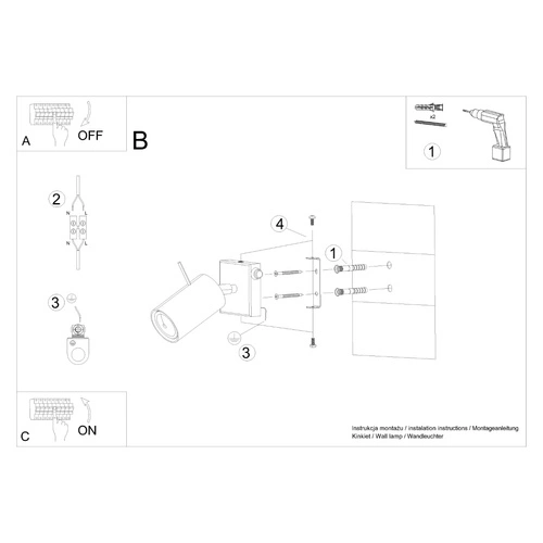 Nowoczesny biały kinkiet ścienny RING Sollux z włącznikiem do salonu i sypialni 16 cm
