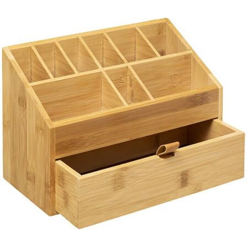 5five simply smart Organizer na kosmetyki bambusowy z szufladą i przegródkami do łazienki 26 cm