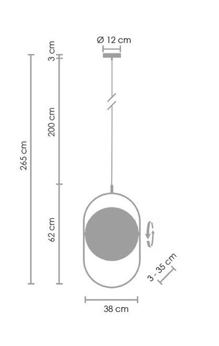 Lampa wisząca LED ELIPSE czarna 38 cm regulowana do salonu kuchni i jadalni