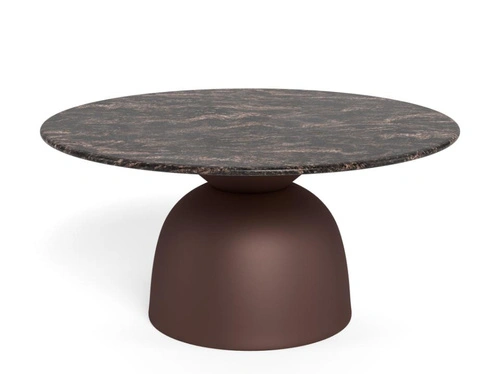 Stolik kawowy Ferrol okrągły marmurowy brązowy 80 cm do salonu