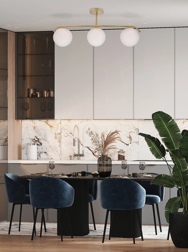 Lampa wisząca AMADEO mosiężny 3x40W E14  klosz biały