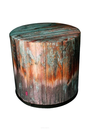 Pufa okrągła Old wood Intesi nowoczesna tapicerowana do salonu lub sypialni multikolor 40 cm