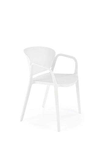Krzesło Nadine białe do jadalni i ogrodu z tworzywa, nowoczesne, sztaplowane, z podłokietnikami