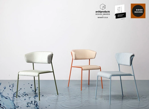 Krzesło tapicerowane Lisa czerwone wodoodporne do jadalni kuchni tarasu nowoczesne SCAB Design