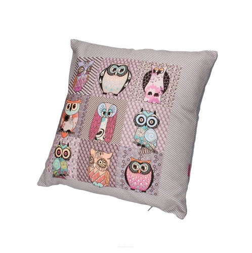 Poduszka dekoracyjna welurowa Hiboux antyalergiczna do salonu i sypialni multikolor 40x40