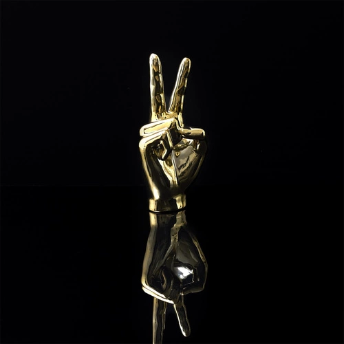 Figurka dekoracyjna Dłoń Victoria Intesi złota ceramiczna do salonu i biura 27 cm