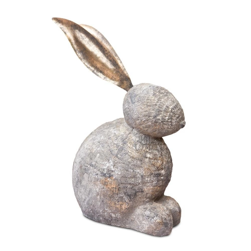 Figurka wielkanocna Królik Intesi 38 cm szara dekoracja stojąca z żywicy na komodę lub stół