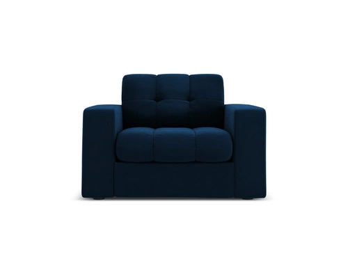 Fotel wypoczynkowy Justin Royal Blue Velvet do salonu welur glamour z podłokietnikami niebieski