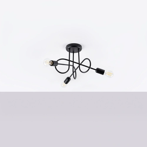 Żyrandol loftowy LOOP 3 czarny lampa sufitowa do salonu i jadalni 3-punktowa