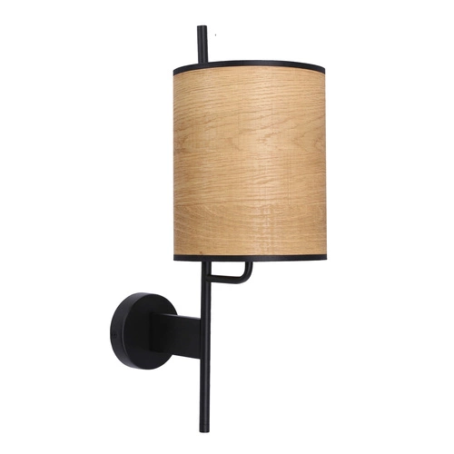 Kinkiet ścienny Zeta nowoczesny czarny z drewnianym abażurem do salonu i sypialni CANDELLUX