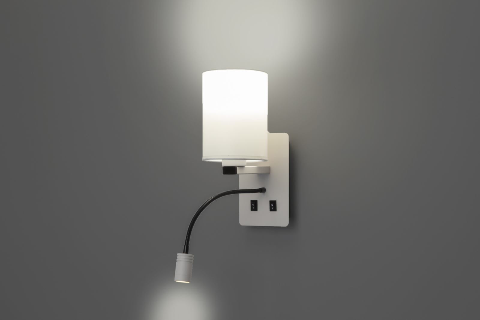 Kinkiet Magnum 3 lampa prostokątny 1x40W E27+3W LED abażur okrągły biały