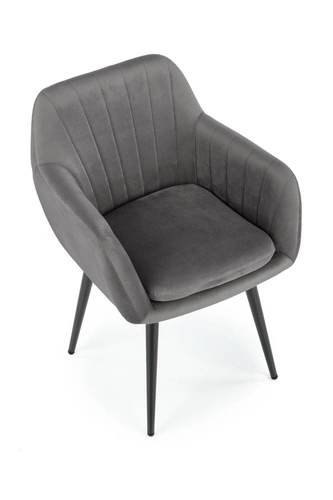 Krzesło do jadalni tapicerowane welurowe szare z podłokietnikami Mirabell Intesi nowoczesne