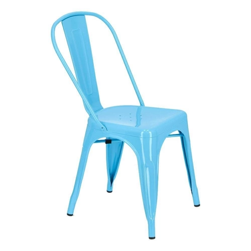 Krzesło metalowe Paris niebieskie inspirowane Tolix do jadalni i kuchni industrialne D2.DESIGN