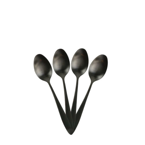 Zestaw sztućców czarnych Charbon Intesi nowoczesny 16 elementów stal nierdzewna do zmywarki