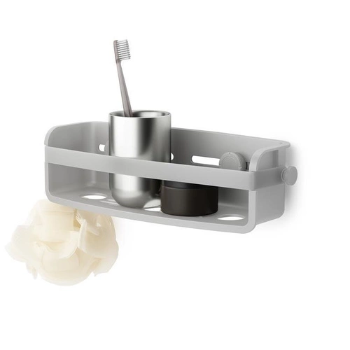 Umbra Flex szara półka pod prysznic łazienkowa GEL-LOCK nowoczesna bez wiercenia 33 cm