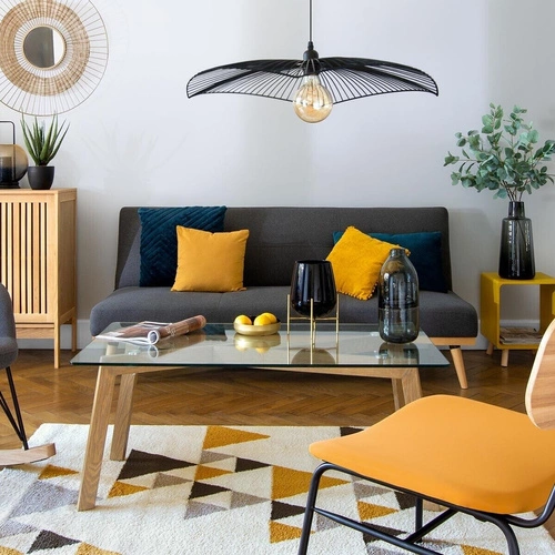 Sofa rozkładana z funkcją spania Dohan 3 osobowa szara aksamitna do salonu styl skandynawski Atmosphera