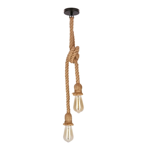 Lampa wisząca Videa czarna sznurkowa 2-punktowa do salonu i jadalni loftowa