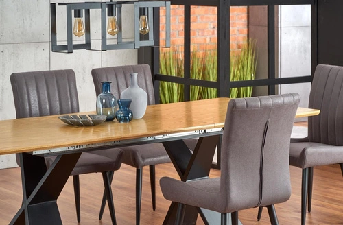 Stół rozkładany do jadalni Intesi Reland nowoczesny loftowy dąb naturalny czarne nogi 160–220 cm