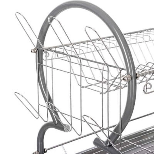 Ociekacz do naczyń dwupoziomowy stal nierdzewna na blat z tacą na sztućce 5five simply smart