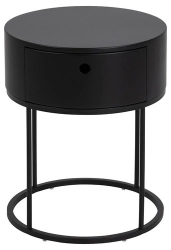 Szafka nocna Polo 40 cm czarna z okrągłym blatem, nowoczesny design Actona