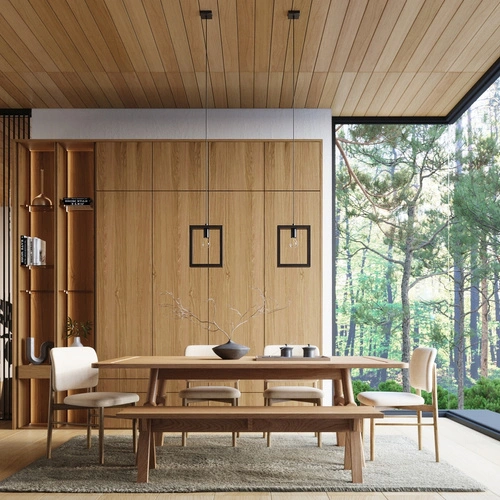 Lampa wisząca ARIES wenge drewniana regulowana do salonu i jadalni nowoczesna 24 cm