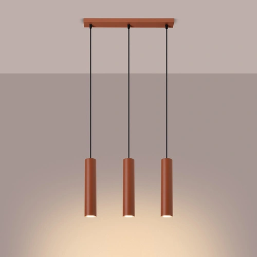 Lampa wisząca Lagos 3-punktowa loftowa czerwona regulowana do salonu i nad stół