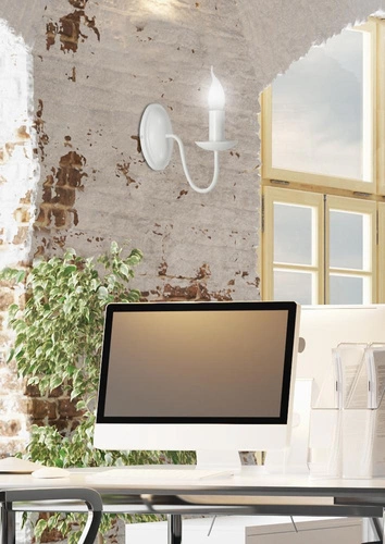 Kinkiet ścienny Bellagio biały metalowy prowansalski do sypialni i salonu CANDELLUX LIGHTING