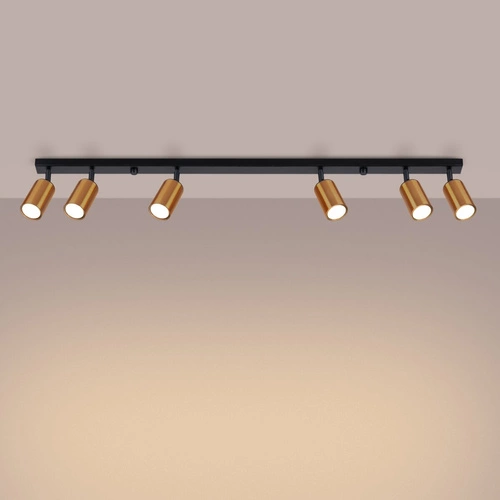 Plafon sufitowy nowoczesny WINX 6L czarny miedź regulowany do salonu i jadalni SOLLUX