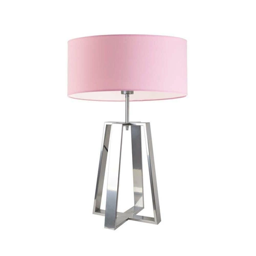 Lampka nocna do sypialni Thor nowoczesna z abażurem jasny różowy metal srebrny 61 cm