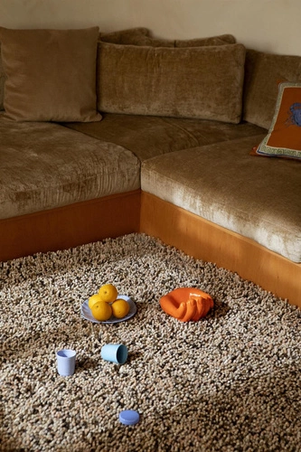 Dywan shaggy wełniany Shaggy Rocks 250x300cm nowoczesny do salonu brązowy Carpets&More