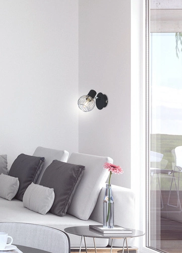 Kinkiet ścienny Oslo czarny z chromem stalowy regulowany do salonu sypialni lub nad lustro