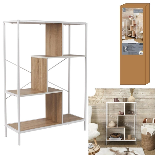 Regał na książki do salonu Rack M biały nowoczesny loftowy metalowy 80 cm Intesi