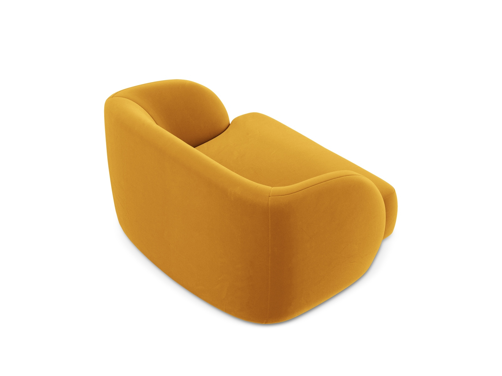 Fotel wypoczynkowy Miley żółty welur do salonu nowoczesny z podłokietnikami przyjemny w dotyku