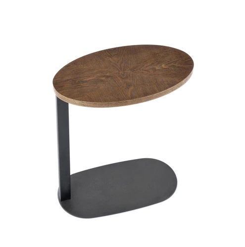 Stolik kawowy Omin nowoczesny owalny orzechowy czarny metalowy do salonu Intesi 58 cm