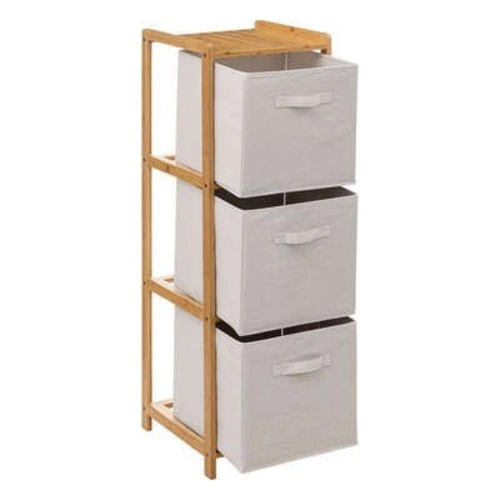 Komoda Tidy 3-szufladowa bambusowa skandynawska biała na nóżkach do sypialni 109 cm