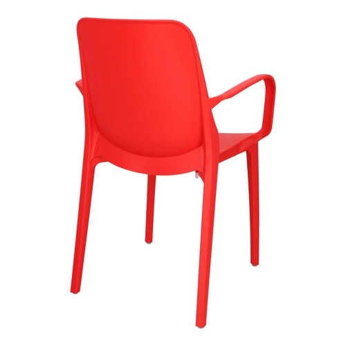 Krzesło ogrodowe z podłokietnikami Ginevra SCAB Design czerwone, sztaplowane nowoczesne z tworzywa