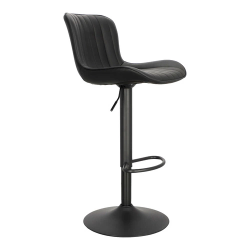 Hoker Tessa czarny nowoczesny z oparciem, regulowany, obrotowy do kuchni i wyspy, ekoskóra Intesi