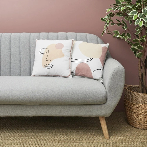 Poduszka dekoracyjna Arty pastelowa twarz 40x40 nowoczesna do salonu i sypialni