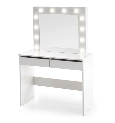 Nowoczesna toaletka z lustrem LED Sybilla biała do makijażu z szufladami do sypialni Intesi