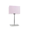 Lampka nocna do sypialni AMALFI nowoczesna z abażurem jasny różowy na chromowanym stelażu
