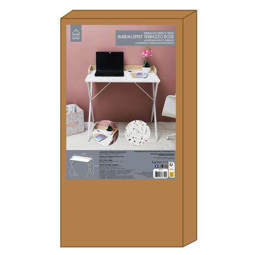 Biurko Brice Intesi białe nowoczesne do pracy i nauki lastryko 84 cm łatwe czyszczenie