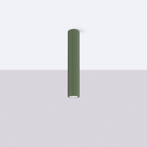 Plafon sufitowy KARBON 40 zielony oliwkowy minimalistyczny do salonu i sypialni aluminium